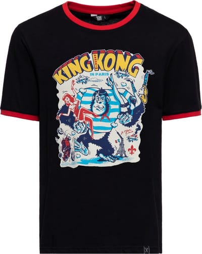 King Kerosin T-Shirt Vintage Ringer ''Paris'' KKU41056 Black-XL