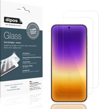 dipos – 2x Pantserfolie geschikt voor Huawei Pura 90 Pro Max | 9H Screenprotector
