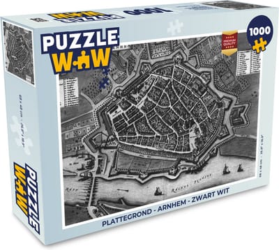 Puzzel Plattegrond - Arnhem - Zwart Wit - Legpuzzel - Puzzel 1000 stukjes volwassenen - Stadskaart