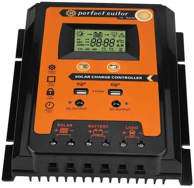 Zeynomax solar charge controller - Zonne-energie - LCD display - Zwart en oranje - USB aansluiting - Ideaal voor zonnepanelen - 12 V/24 V