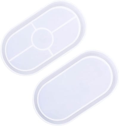 Resin Oval DIY Epoxy Mould voor Plates en Tableware - 2 Stuks Silica Gel Tray Silicone Mallen voor Casting en Creatieve Projecten