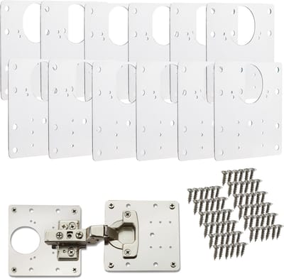 SOTECH 12 x kopscharnier reparatieplaatjes roestvrij staal 90 x 90 x 0,53 mm, reparatieset voor kopscharnieren met Ø35 mm, kopscharnier kopscharnier
