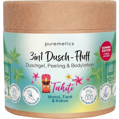 puremetics 3in1 doucheverzorging Douchefluff ‘Tahiti: Monoi, Tiaré & Kokos’ Doucheschuim Unisex 250 g