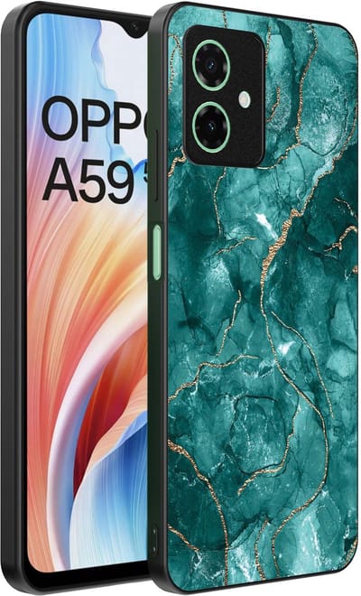 Smartphonica Telefoonhoesje Geschikt voor Oppo A59 met marmer opdruk - TPU backcover case marble design - Goud Groen geschikt voor Oppo A59