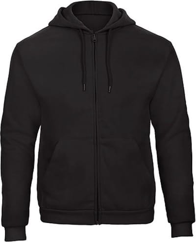 Herenhoodie met rits 'ID.205' B&C Collectie maat XS Zwart