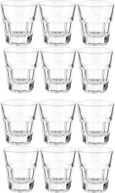 Vivalto shotglaasjes - 12x stuks - glas - transparant - 40 ml - borrelglazen - shotglazen