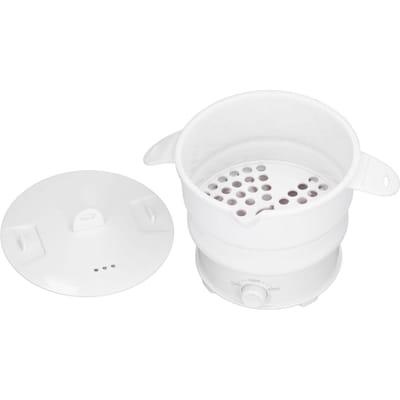 Opvouwbare Elektrische Hot Pot Koker 800W 1.2L Reispot voor Kamperen Kantoor Hotel Noodle Pap Soep UK Plug 220V white
