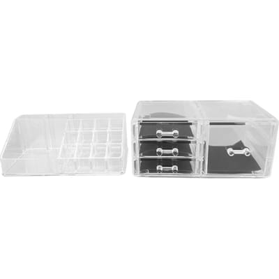 Transparante Make-up Organizer Stapelbare Cosmetica Opbergdisplay met 4 Lades en 1 Bakje voor white