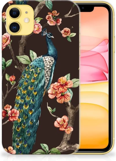 Apple iPhone 11 TPU Hoesje Pauw met Bloemen
