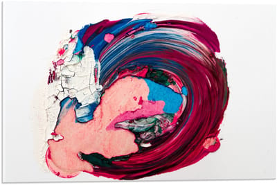 Acrylglas - Wit/Geel/Blauw/Roze Verfkunst - 50x50cm Foto op Acrylglas (Wanddecoratie op Acrylglas)