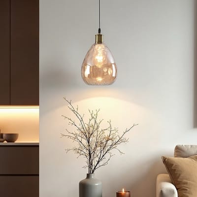 LumenXL 1-lichts hanglamp Verona amber - druppel bolling glas