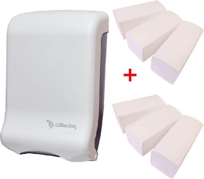 WillieJan startset papieren handdoekjes JF9002 – Wit – Handdoekjes dispenser + 6 bundels handdoekjes