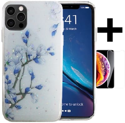 Hoesje Geschikt voor Apple iPhone 12/12 Pro silicone/iphone 12 pro hoesje/ TPU back cover print + Gratis screenprotector (1)