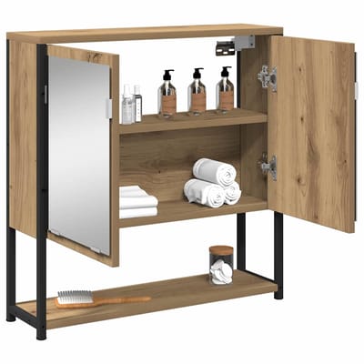 vidaXL - Spiegelkast - Artisan - Eiken - 60 - x - 16 - x - 60 - cm - Bewerkt - hout