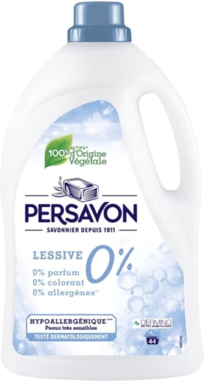 Persavon Wasmiddel, geurvrij, kleurstofvrij en allergeenvrij, hypoallergeen, zeer gevoelige huid, dermatologisch getest, 44 wasbeurten - 2200 ml