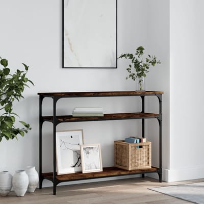 vidaXL - Wandtafel - 100x29x75 - cm - bewerkt - hout - gerookt - eikenkleurig