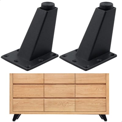 Poten, sokkelvoet, kastvoet, bankpoten, geschikt voor kast, bank, salontafel, tv-kast en andere meubelpoten, in hoogte verstelbaar, 4 stuks, 8 cm, zandzwart, driehoek, bankvoet