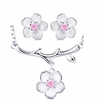 2-Delig-Ketting en Oorbellen-Zilver-Makenzie-Roze- Charme Bijoux