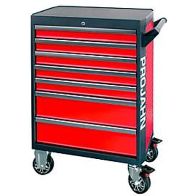 Werkplaatswagen PROJAHN GALAXY, plaatstaal, 7 schuifladen, tot 450 kg, afsluitbaar, rood/antraciet