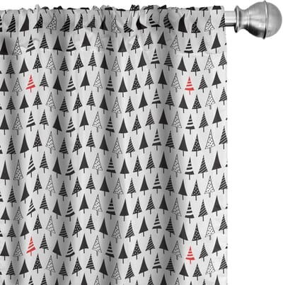 ABAKUHAUS – Gordijnen 2x75x175 cm – Microvezel – Driehoekige Dennenbomen