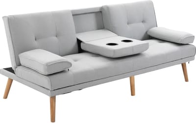 Slaapbank - Uitklapbaar - Slaapstoel - Logeerbed - Zetelbed - Slaapfauteuil - Vouwbed -2 persoons - Zeer comfortabel - Lichtgrijs