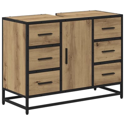 vidaXL - Badkamerkast - Artisan - Eiken - 80 - x - 33 - x - 60 - cm - Bewerkt - hout