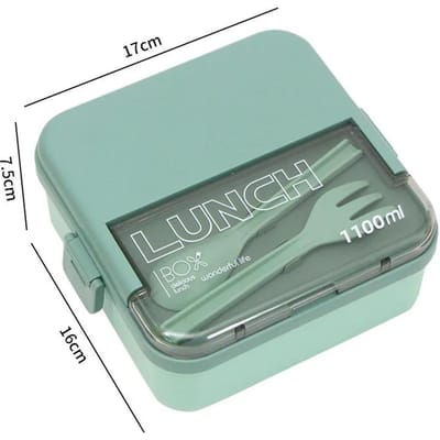Draagbare Lunchbox met Vakken met Vork en Lepel Enkel/Dubbellaags Magnetron Bento Boxen Luchtdichte Voedselopbergcontainer gray