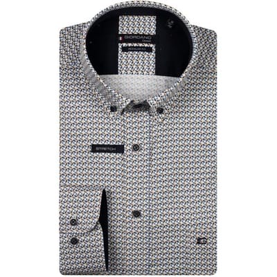 Giordano Overhemd Ivy Abstract Graphic Pattern Button-Down Satin Stretch Navy-Multi / male
