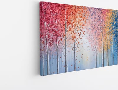 Saammp Canvas Schilderij - Abstract - Roze - Blauw - Landschap - Natuur - 45x30 - Foto op canvas - Wanddecoratie - Muurdecoratie Woonkamer - Slaapkamer decoratie - Canvas Print