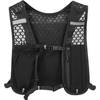 Reflecterend Hardloopvest Lichtgewicht Ademend Sport Borsttas Met Zakken Verstelbaar Trainingsvest Voor Joggen Wandelen Fietsen zwart