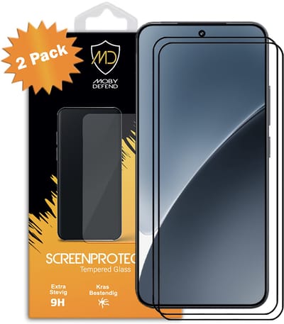 2-Pack MobyDefend Screenprotectors - Geschikt voor Xiaomi 15 - Screensavers Met Zwarte Randen - Gehard Glas