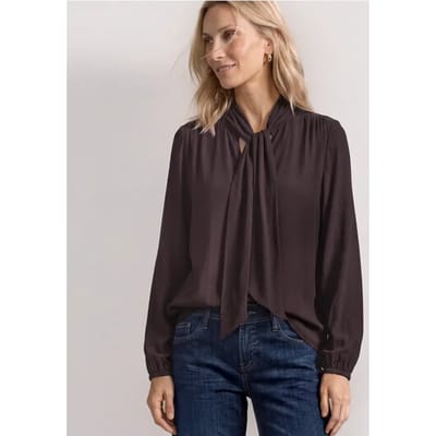 Blouse met lange mouwen en strikdetail