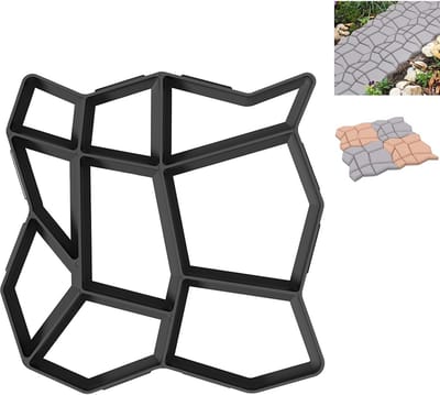 Bestratingsvorm Tuinpad - Beton Gietvorm - Zelf Bestraten - Herbruikbaar Kunststof - 43x43x4 cm - Zwart