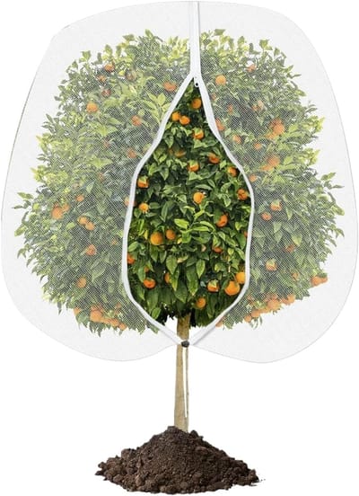Plantenbeschermingsnet - Fruitboomnet - Vogelbeschermingsnet voor fruitbomen - 70*100cm ultrafijn gaas - Insecten- en vogelbarrière ter - UV-bescherming en wind- en regenbestendig boomnet - met rits en trekkoord - bescherming van planten, struik