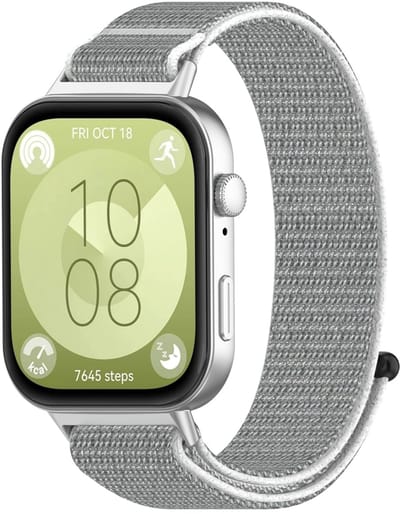 By Qubix - Sport loop nylon bandje - Lichtgrijs - geschikt voor Huawei Watch Fit 5 / 4 / 3
