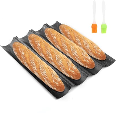 Baguettebroodvormenset - Geperforeerde Franse Broodvorm Voor 4 Broden - Broodbakvormen Met Antiaanbaklaag - Baguetteschaal