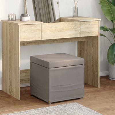 vidaXL - Kruk - Taupe - 41 - x - 41 - x - 40 - cm - Stof - en - Geëngineerd - Hout