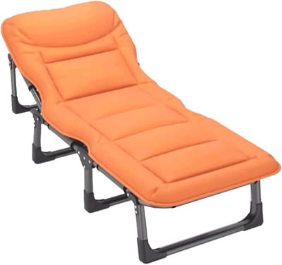 Stalen Opvouwbaar Bed - Campingbed Matras - Buiten Ontspannen - Verstelbare Rugleuning - 190 x 70 cm - Grijs