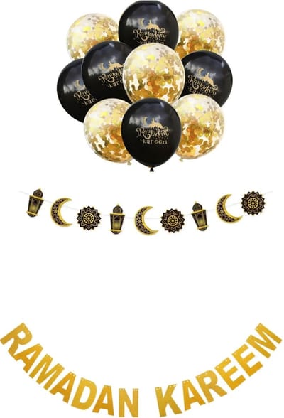 Akyol - Ramadan Kareem Ballonnen 10 Stuks - en 2 slingers - Ramadan kareem slinger - Party Feest Ballonnen - Versiering - ramadan versiering - ramadan slinger