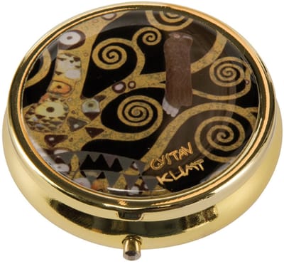 Goebel - Gustav Klimt | Pillendoosje De Levensboom | Metaal - 5cm - 3 vakjes - 4 stuks