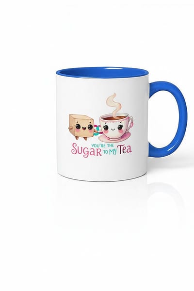 You're the Sugar to My Tea' Mok - Romantische Thee Koffiemok met Blauwe Accent