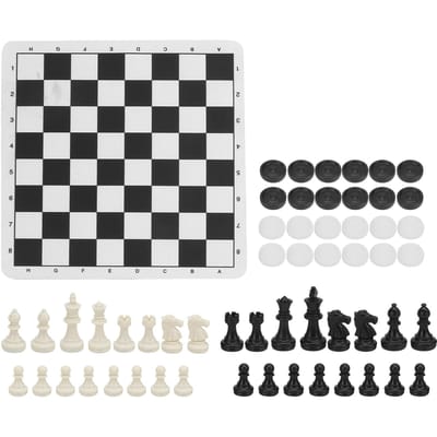 Schaakspellen Speelgoed 2-in-1 Internationaal Schaak Dammen Set Draagbaar Reizen Intelligent Speelgoed white