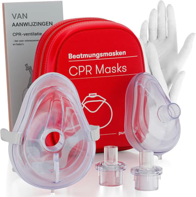 Beademingsmasker Set (1x Volwassene, 1x Kind) - Beademingshulpmiddel Eerste Hulp - CPR - Beademingsmasker voor reanimatie - Hygiënische Mond-op-Mond Bescherming voor Noodgevallen en Reddingsacties - Kiss of Life
