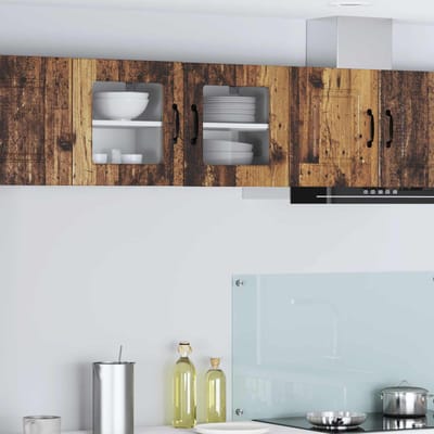 vidaXL - Wandglas - Kasten - PORTO - Oudhout - 40 - x - 31 - x - 40 - cm - Bewerkt - hout