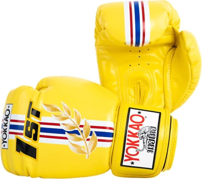 Bokshandschoenen - Trainingshandschoenen Vechtsport - Intensieve Training - Premium Rundleer - 12 oz - Race Geel
