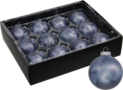 Othmar Decorations Luxe kleine kerstballen - 12x st - 6 cm - donkerblauw - glas - ice finish