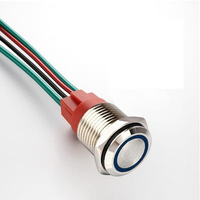 Drukknop Schakelaar - Momentary Knop - Apparaat Starten - Waterdicht LED Licht - 19mm Paneelmontage - Blauw