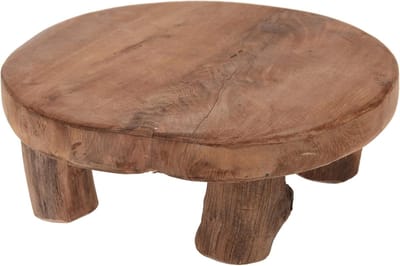Massief Houten Planten Voetenbankje 20x7 cm - Kleine Decoratieve Bloemenkruk