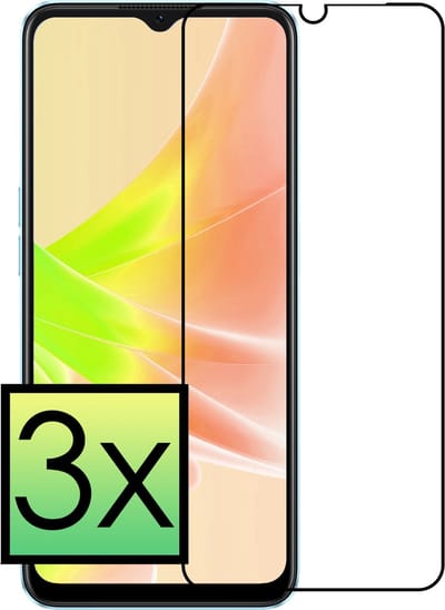 Screenprotector - 3 Stuks - Geschikt voor OPPO A17 - Full Cover - Beschermglas - Gehard Glas - Tempered Glass - Screen Protector