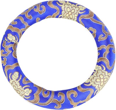 Zangkom Kussen - Meditatie Ring - Rustgevende Klanken - Zijde Borduurwerk - 18cm Diameter - Blauw